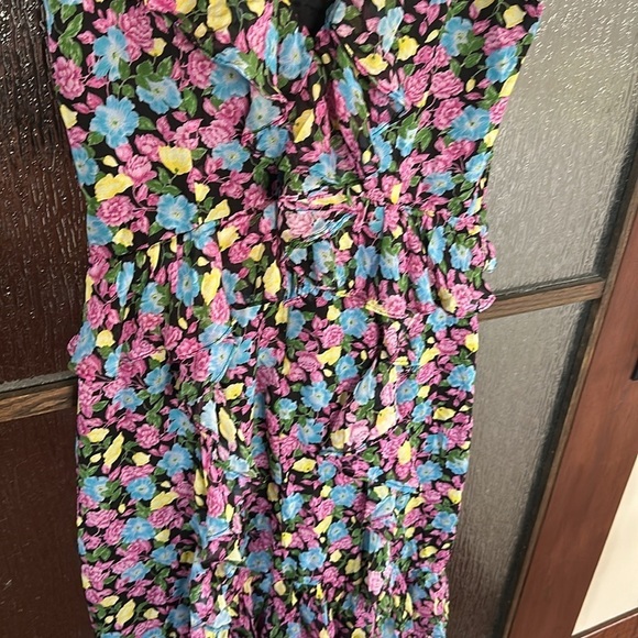 Amur EVITA Multicolor Floral Silk Chiffon Ruffle Maxi Dress Size 12 - Picture 12 of 14